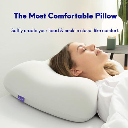 Deep Sleep Pillow, Patented Ergonomic Contour Design for Side & Back Sleepers, Orthopedic Cervical Shape Gently Cradles Head & Provides Neck Support & Shoulder Pain Relief - Calm Grey