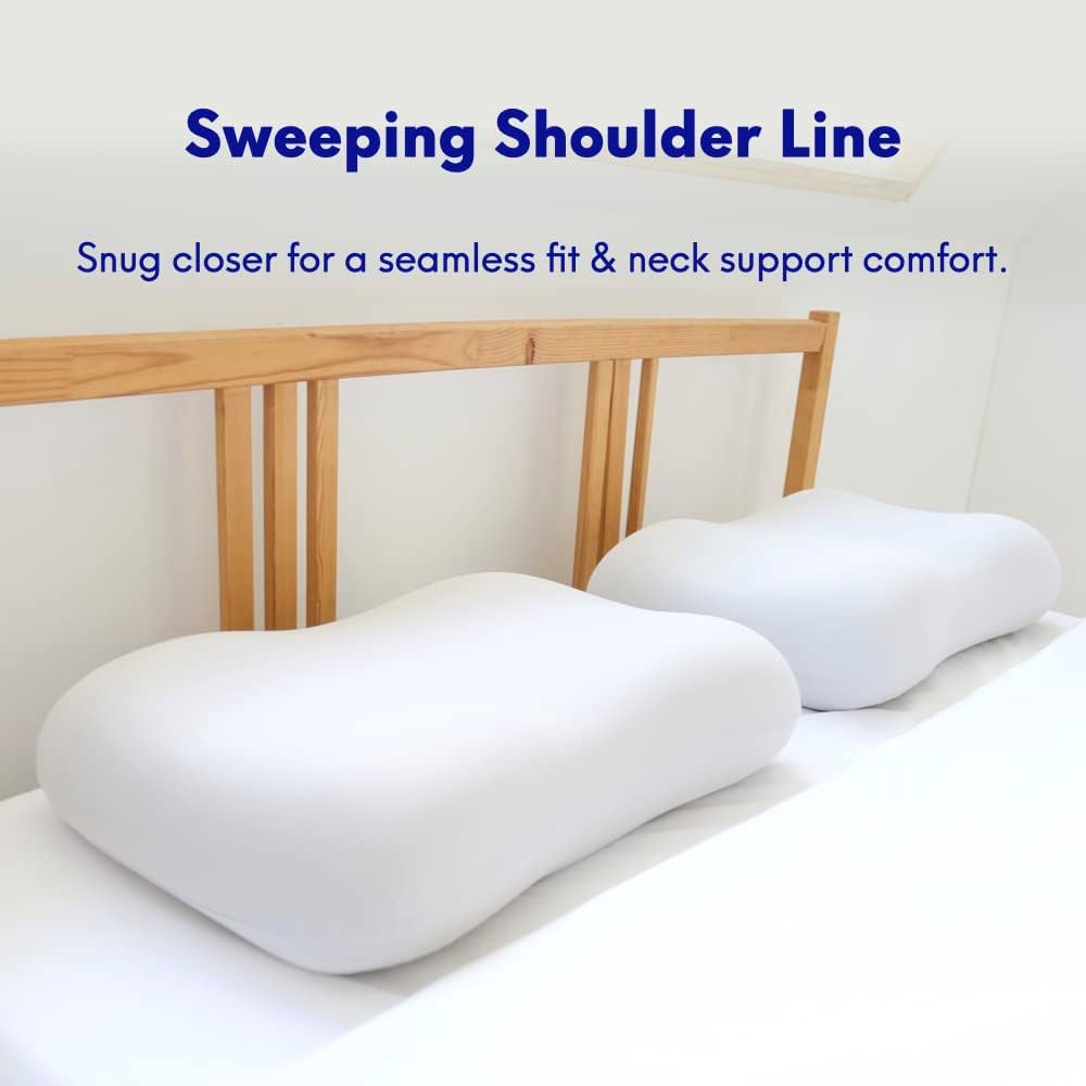 Deep Sleep Pillow, Patented Ergonomic Contour Design for Side & Back Sleepers, Orthopedic Cervical Shape Gently Cradles Head & Provides Neck Support & Shoulder Pain Relief - Calm Grey