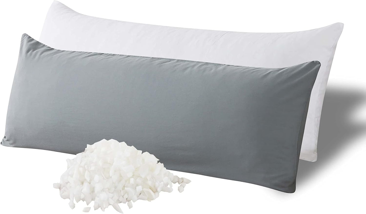 Memory Foam Body Pillow -Fluffy Body Pillows for Adults -Large Long Bed Pillows for Sleeping - 20X54 Inch, White