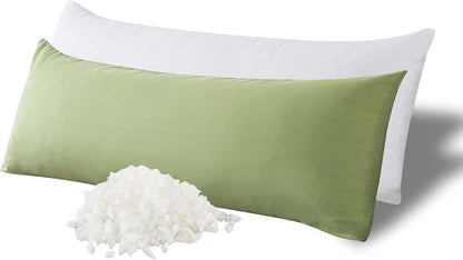 Memory Foam Body Pillow -Fluffy Body Pillows for Adults -Large Long Bed Pillows for Sleeping - 20X54 Inch, White